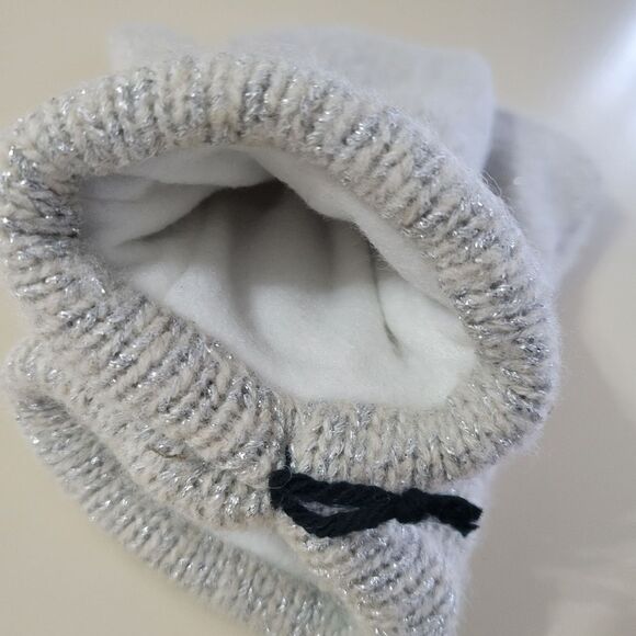 Handcrafted Silver Gray Sparkly Knit Fleece Lined Mittens - Picture 3 of 7